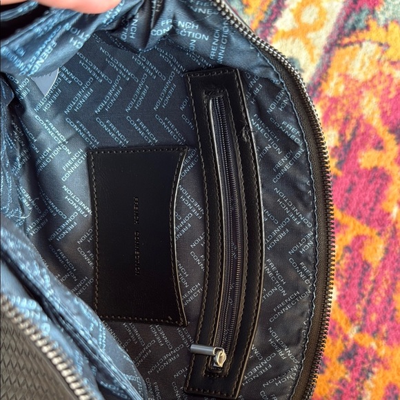French Connection Black Crossbody Bag with Textured Leather - Picture 6 of 7